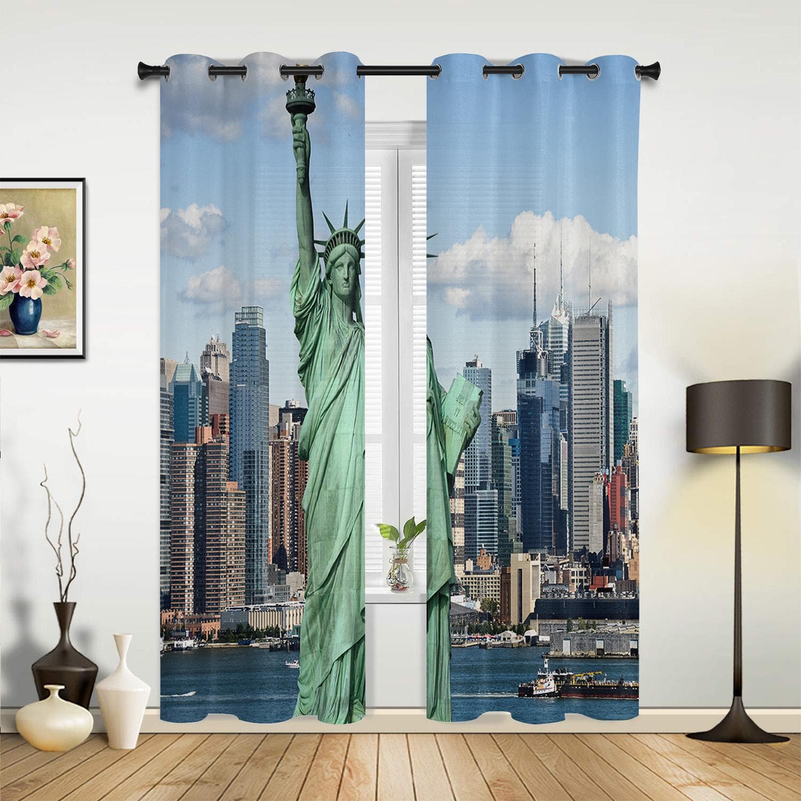 New York Window Curtains Bedroom Kitchen Drapes Panel Home Decor Curtains for Living Room 135W x 60H(cm)