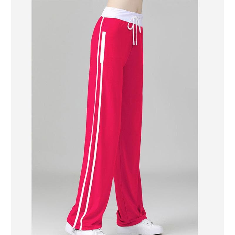 Women's Running Fitness Quick-drying Pants Sports Pants Student Striped Loose Casual Slimming Elastic Straight-leg Pants XXXXXL