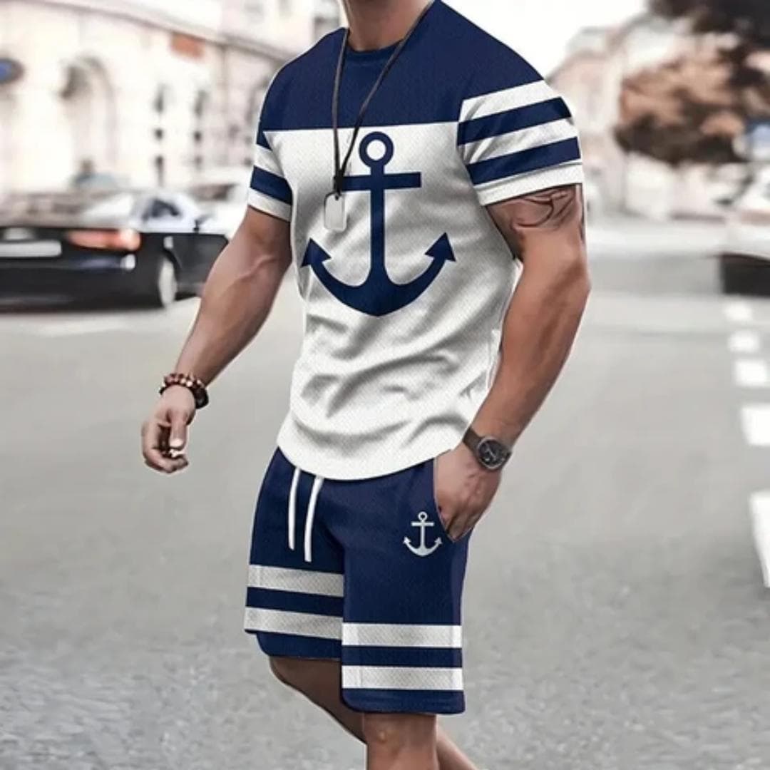 Summer Men's Casual Suit Street Fashion Loose and Comfortable T-Shirt Outdoor Sports Running Shorts Novel Text Printing 4XL
