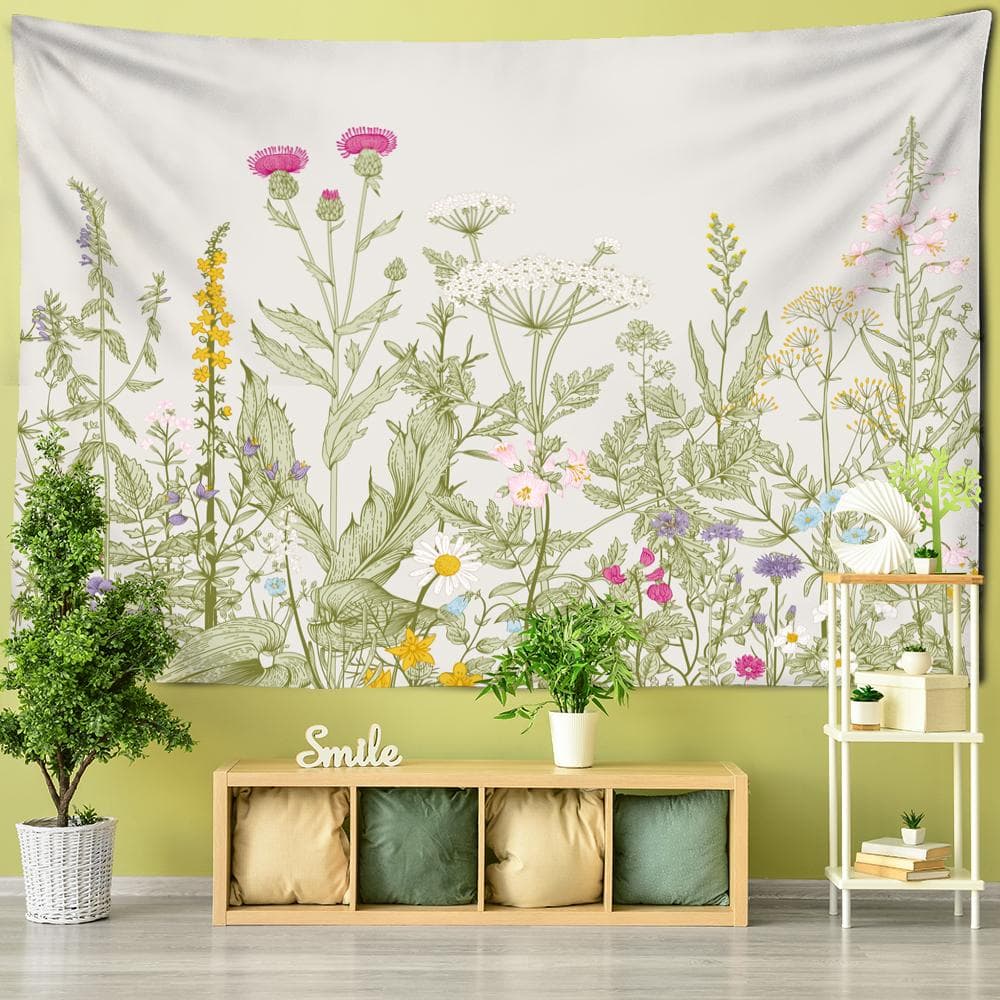 Tropical Plant Flower Tapestry Wall Hanging Minimalist Art Ins Psychedelic Mystery Aesthetics Room Decor 95x70cm