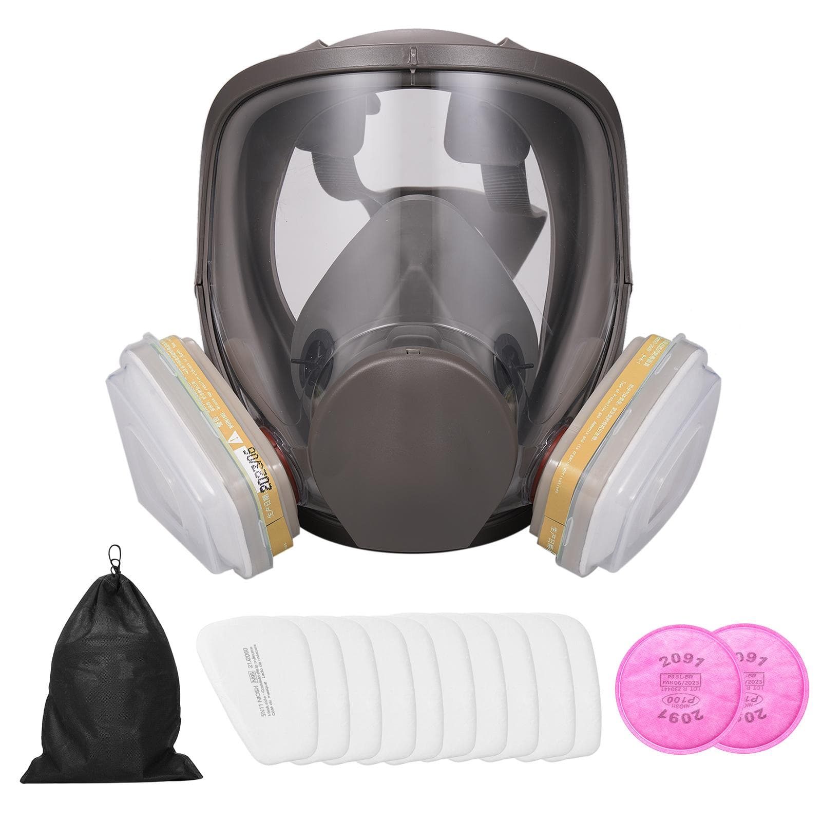 6800 Reusable Full Face Respirator Full Face Cover 18 in 1 Gas Cover Respirator Wide Field of View dark green