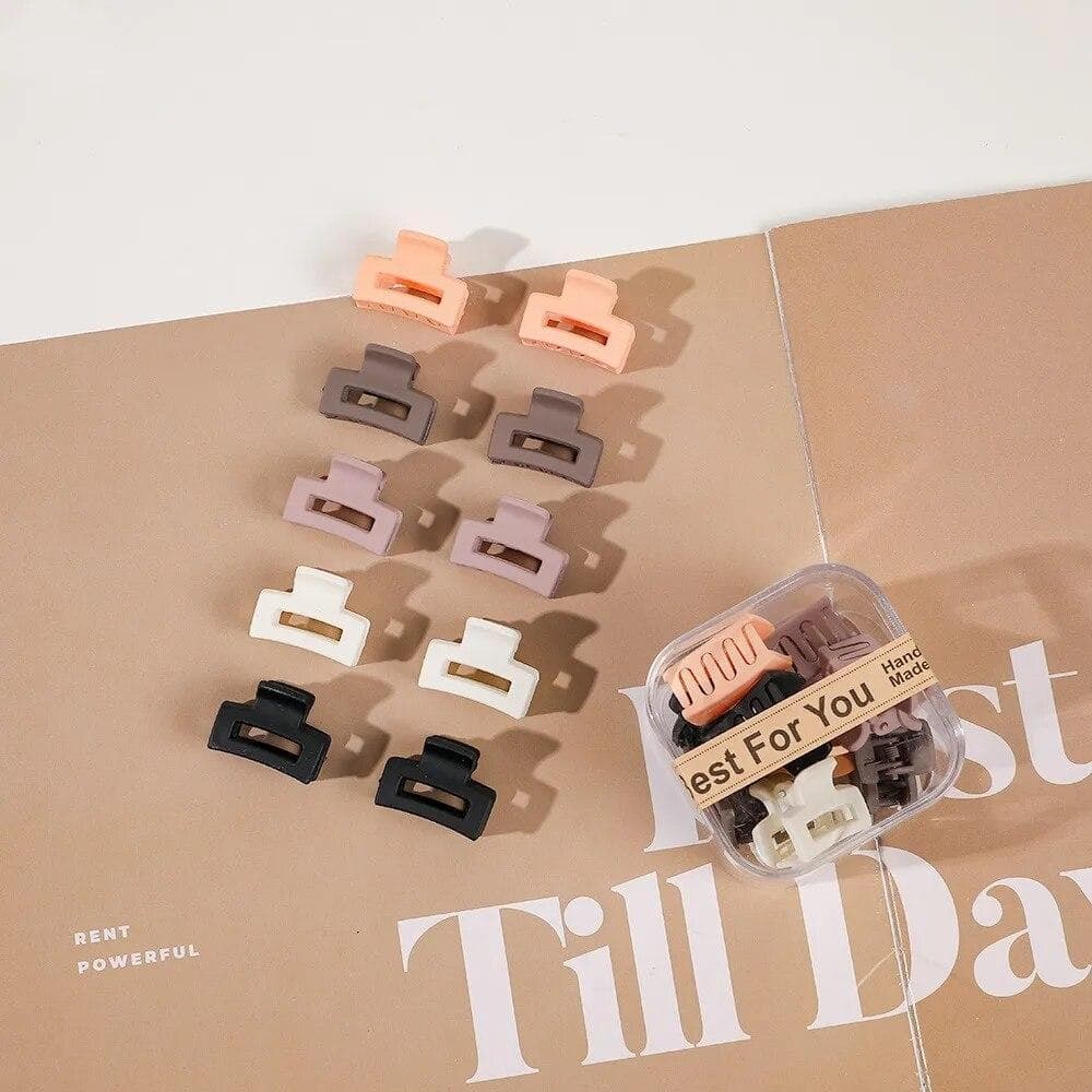 10Pcs/box Small Acrylic Stripe Flowers Geometry Hairpin Barrette For Women Girl Child Hair Accessories Headwear style C