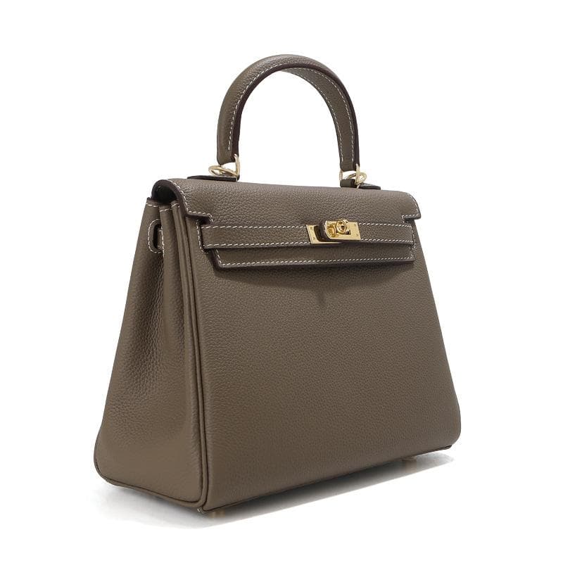 Togo Top Layer Cowhide Armpit Bag Women's High-end Sense Niche Genuine Leather Women's Bag Handbag Shoulder Bag Crossbody Bag 25CM+shoulder strap khaki