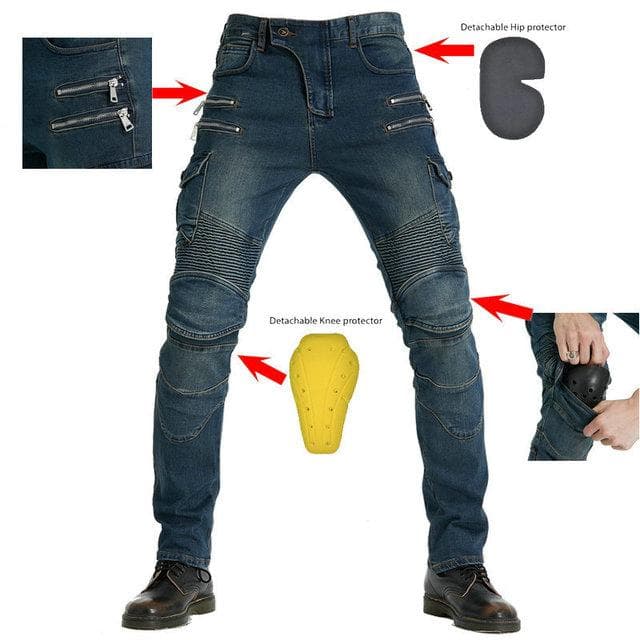 Motor Jeans Men Motocross Pants Enduro Riding Pants Motocross Off-Road Racing Sports Knee Protective Trousers XXL blue