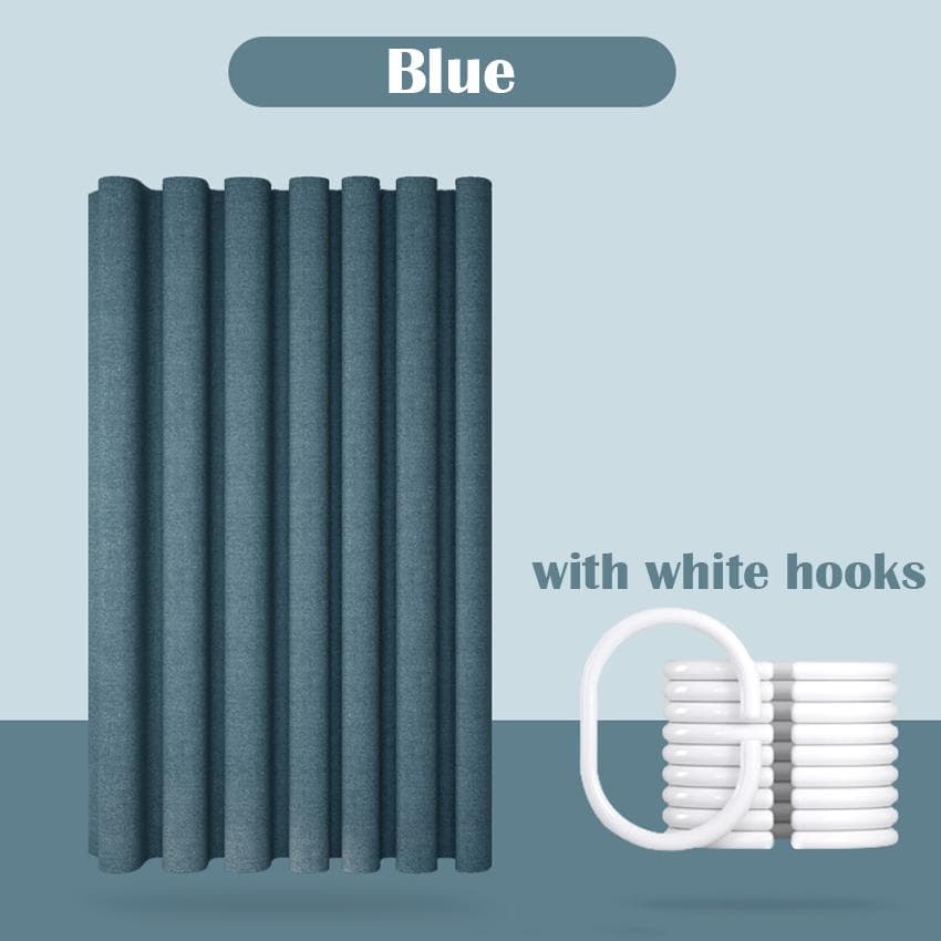 Luxury Thick Imitation Linen Shower Curtain Waterproof Bath Curtains For Bathroom Bathtub Large Bathing Cover with Metal Hooks W200xH220cm