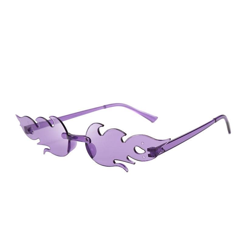 Flame Sunglasses Rimless Colorful Ball Party Candy Hip-hop Fruit One-piece Glasses Stylish Unique Fashion