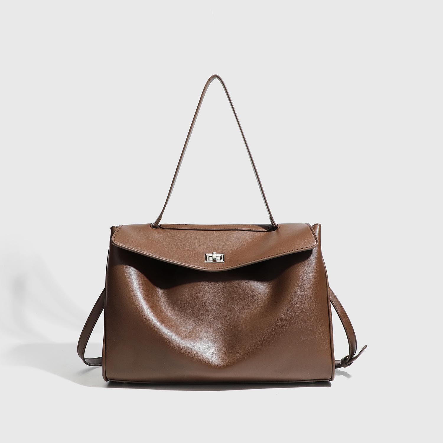 College-style Daily Tote Bag, Soft Leather Underarm Crossbody Handbag, High-end Commuting Bag brown