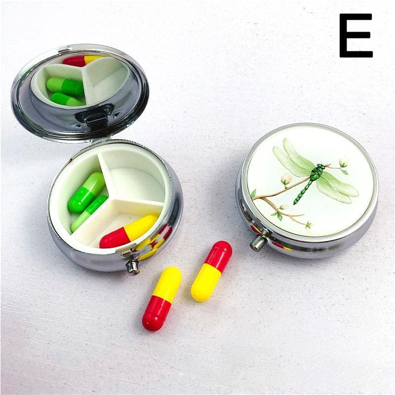 Metal Pill Boxes Stainless Steel Round Pill Boxes Medicine Organizer Container Medicine Case Splitters Pill Candy Box