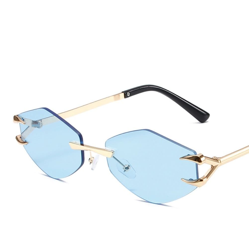 Fashion Rimless Square Sunglasses UV400 Retro Gradient Small Frame Metal Eyewear High Quality Popular