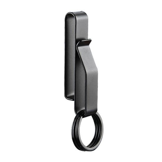 Belt Loop Keychain Clip Double Side Quick Release Anti-lost Anti-slip Stainless Key Holder with Detachable Key Ring black