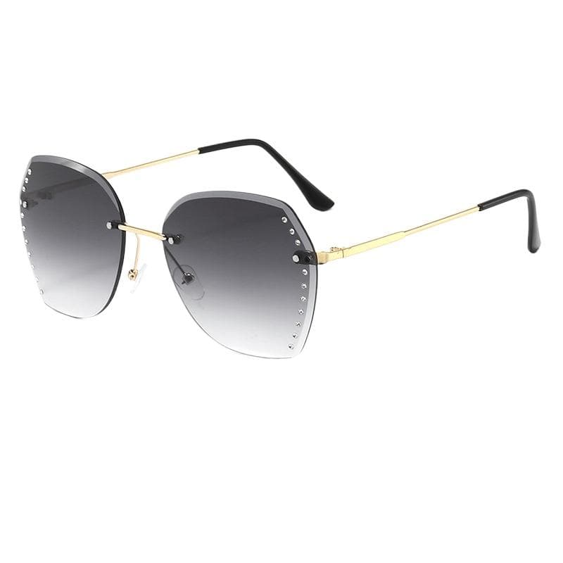 Rimless Rhinestone Sunglasses Women Diamond Cutting Lens Gradient Sun Glasses Female Fashion Brand Design Eyewear UV4 As the picture