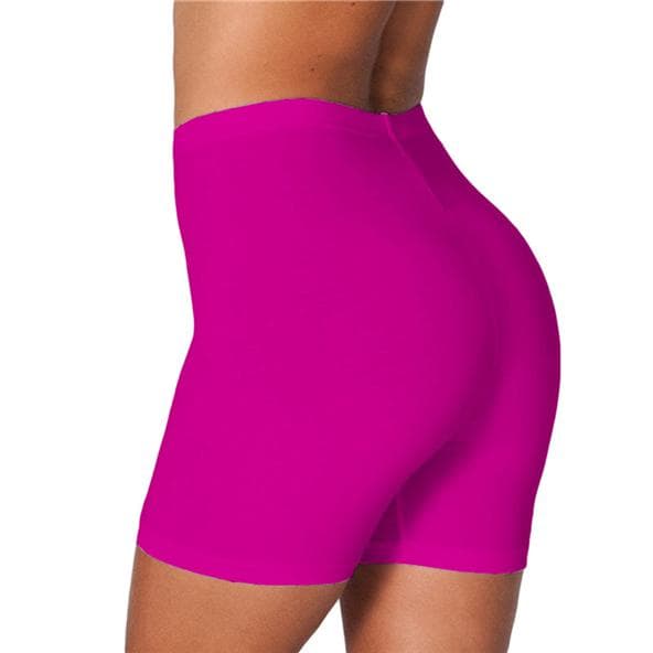 Ladies's Summer High Waisted Elastic Solid Color Seamless Safety Shorts Briefs Leggings Pants S rose red