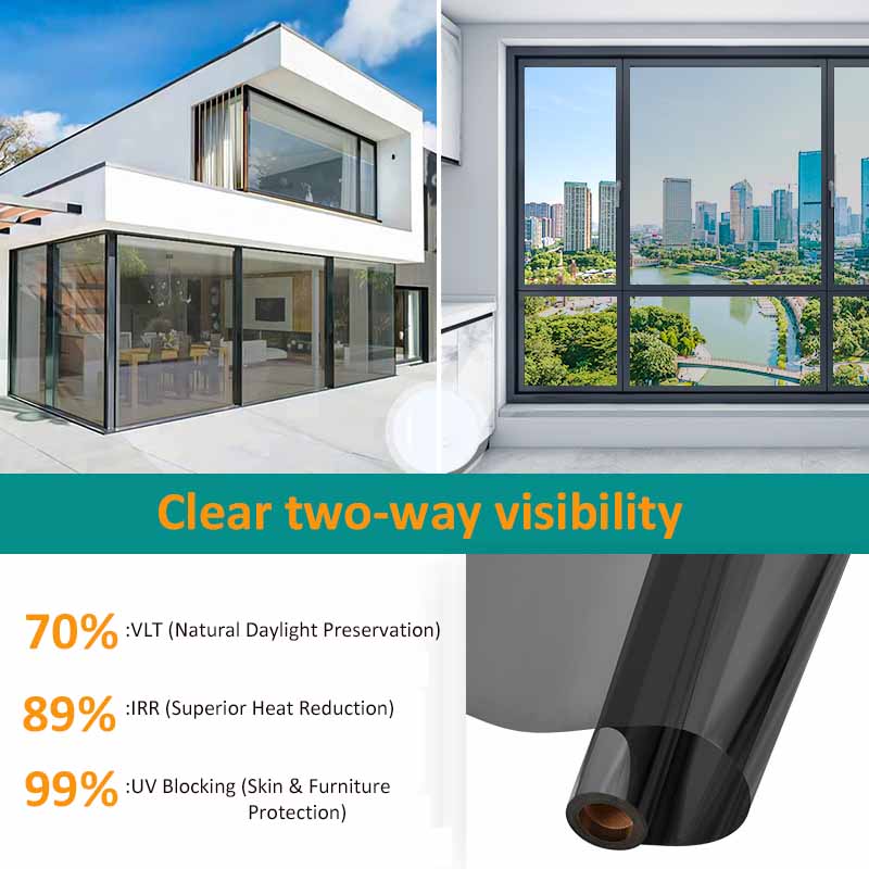 Heat Insulation Window Privacy Film Anti-Glare One-Way Mirror Solar Film Home Shop Windows UV Blocking 30cm*5m