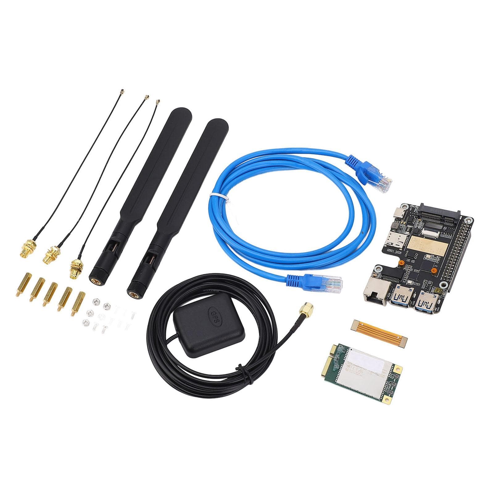 PCIe to MiniPCIe Gigabit Ethernet USB 3.2 Gen1 HAT for RasPi 5 Support MiniPCIe Interface 4G Module