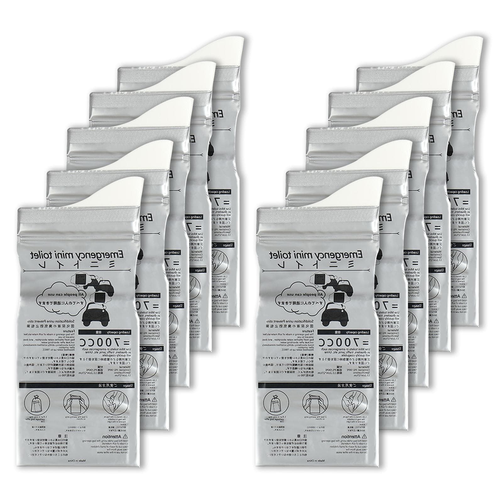 Disposable Urine Bags Portable 700ML Travel Pee Bags for Outdoor Travel Emergency Camping 10 Pack grey