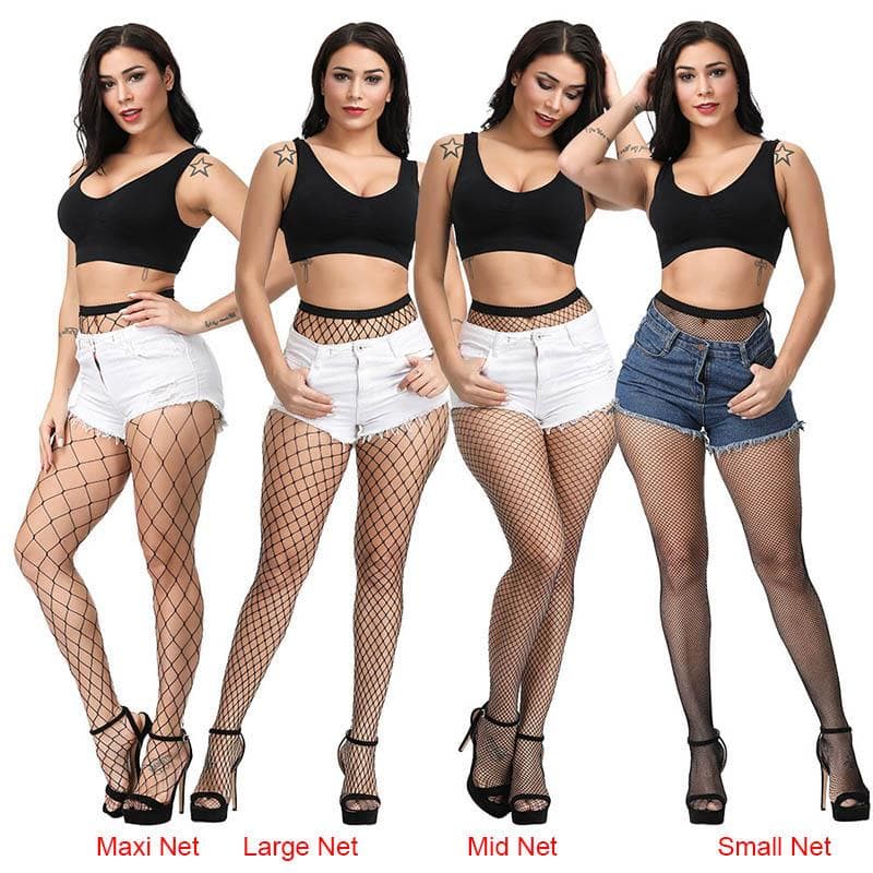 Women's Long Sexy Fishnet Stockings Fish Net Pantyhose Mesh Nylon Tights Lingerie Skin Thigh High Stocking Hosiery Mid Net black