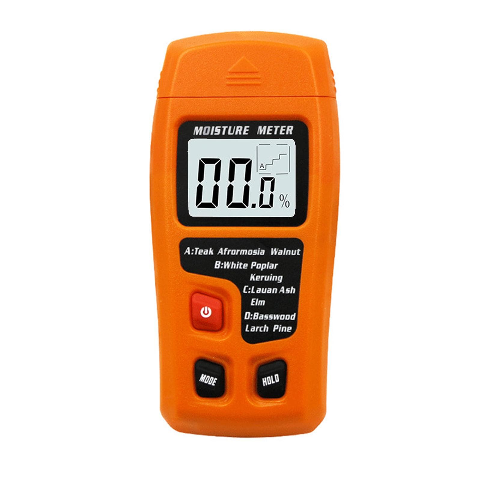 Digital Wood Moisture Meter Pin Type LCD Backlit Portable Wood Moisture Tester 4 Modes Switchable orange