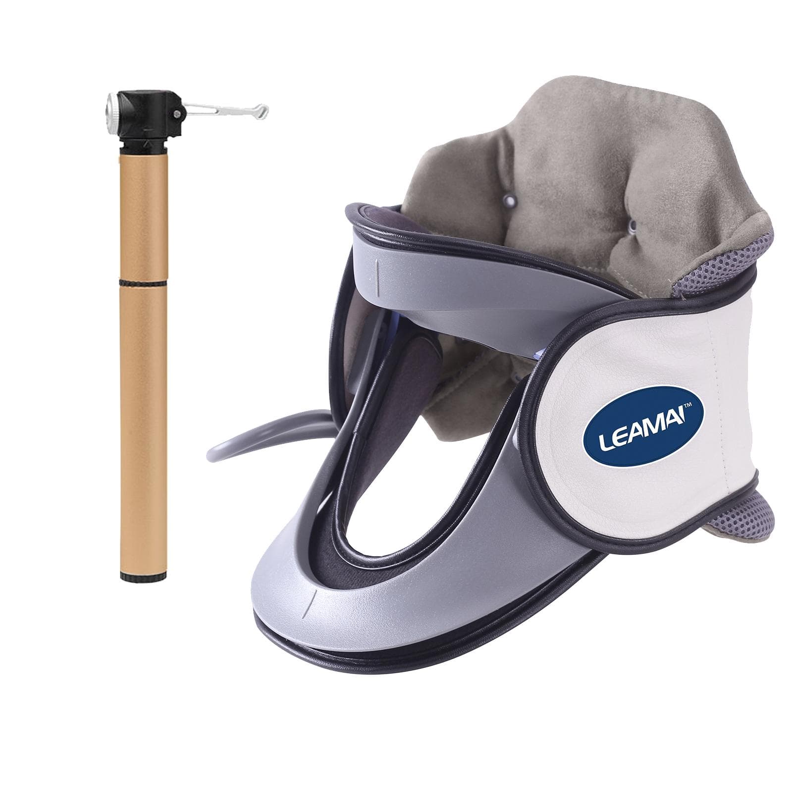 LEAMAI Inflatable Medical Neck Cervical Traction Device Home Corrective Vertebral Tool Relief Neck white