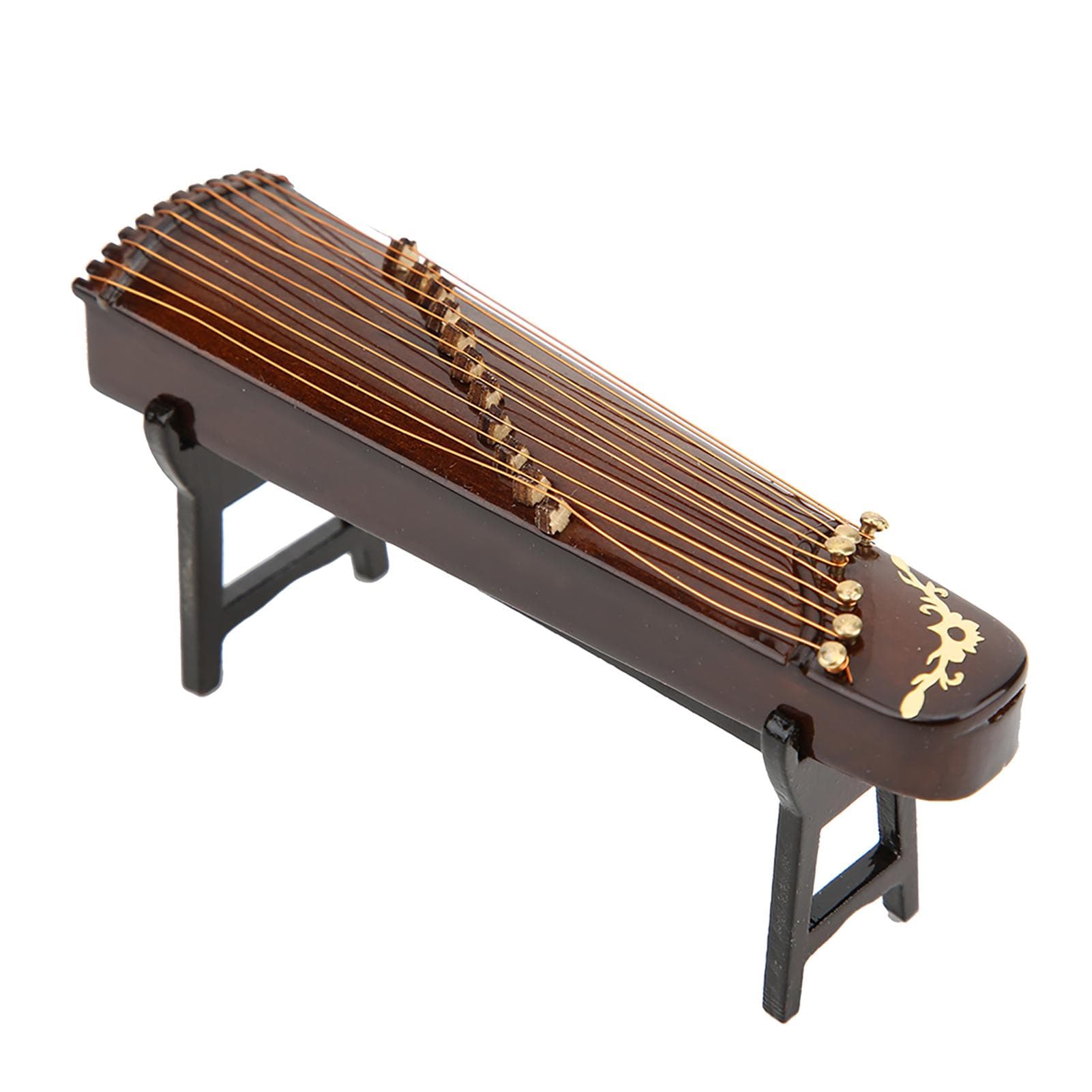 Miniature Chinese Zither Model Wooden Musical Instrument Model Desktop Decoration Gifts10cm