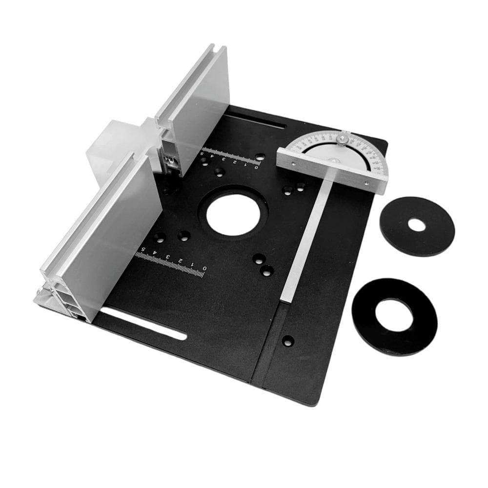 Set of 3 Router Table Insert Plate Aluminum Alloy Wood Milling Flip Board Trimming Machine Engraving Auxiliary Tool Woodworking Benches Flip Board with Silver Gauge