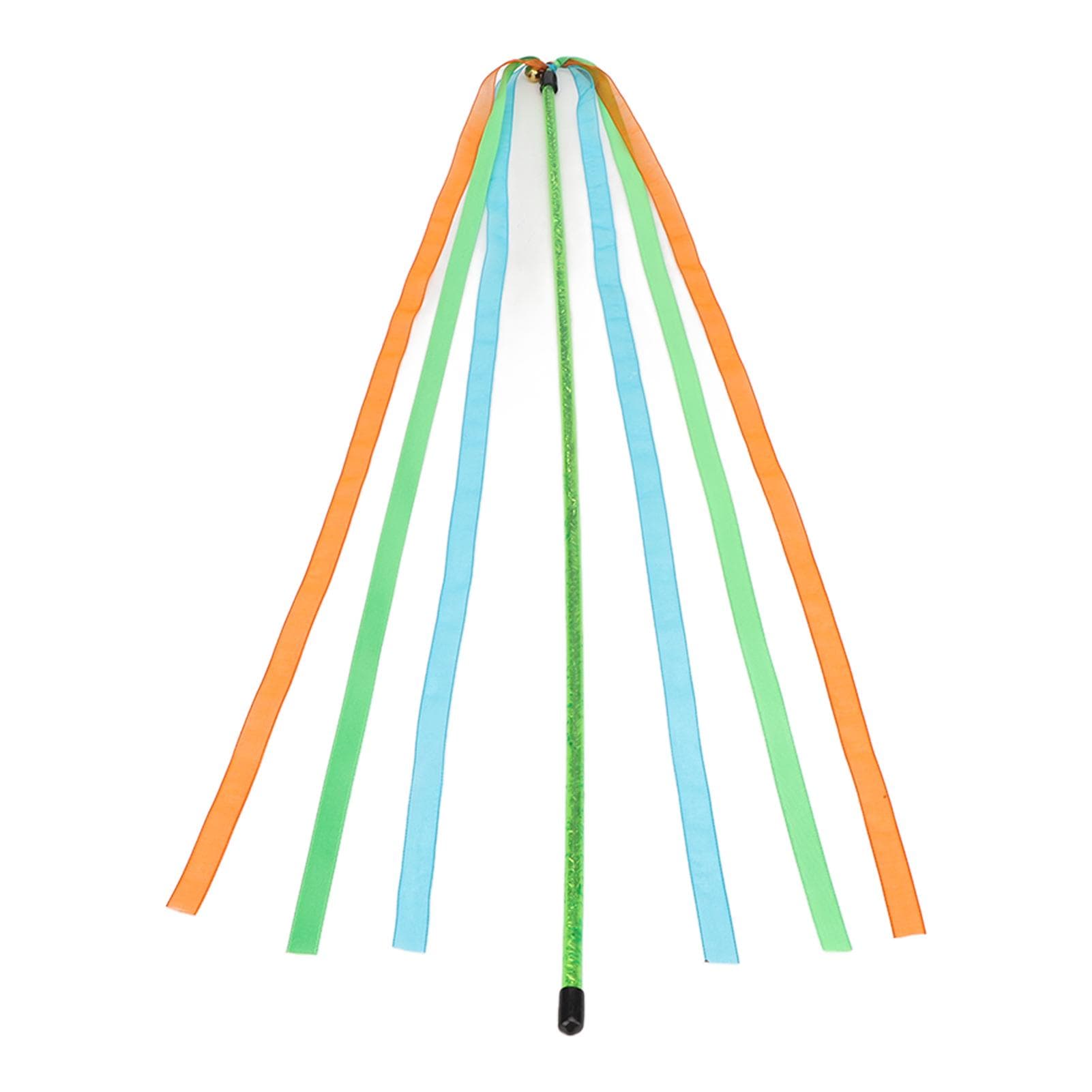 Cat Wand Toy Interactive Soft Colorful Strings Boredom Relief Kitten Teaser Stick for Indoor