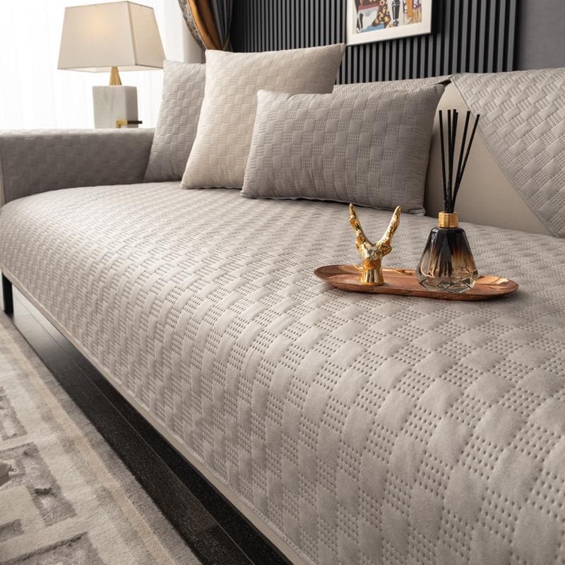 Universal Sofa Cover Pad Solid Color waterproof Little Grid Sofa Cushion for Living Room Non-Slip Couch Cover Armrest Backrest 70x70cm 1pcs