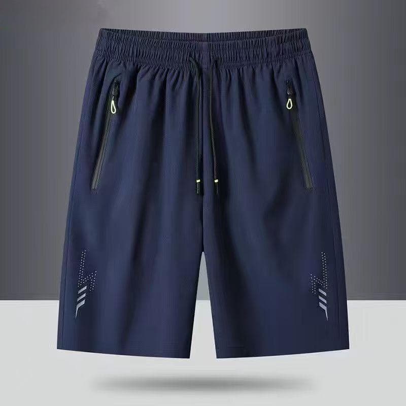 Men's Solid-color Quick-drying Shorts, Casual Slightly Elastic Drawstring Shorts, Suitable for Summer XL dark blue