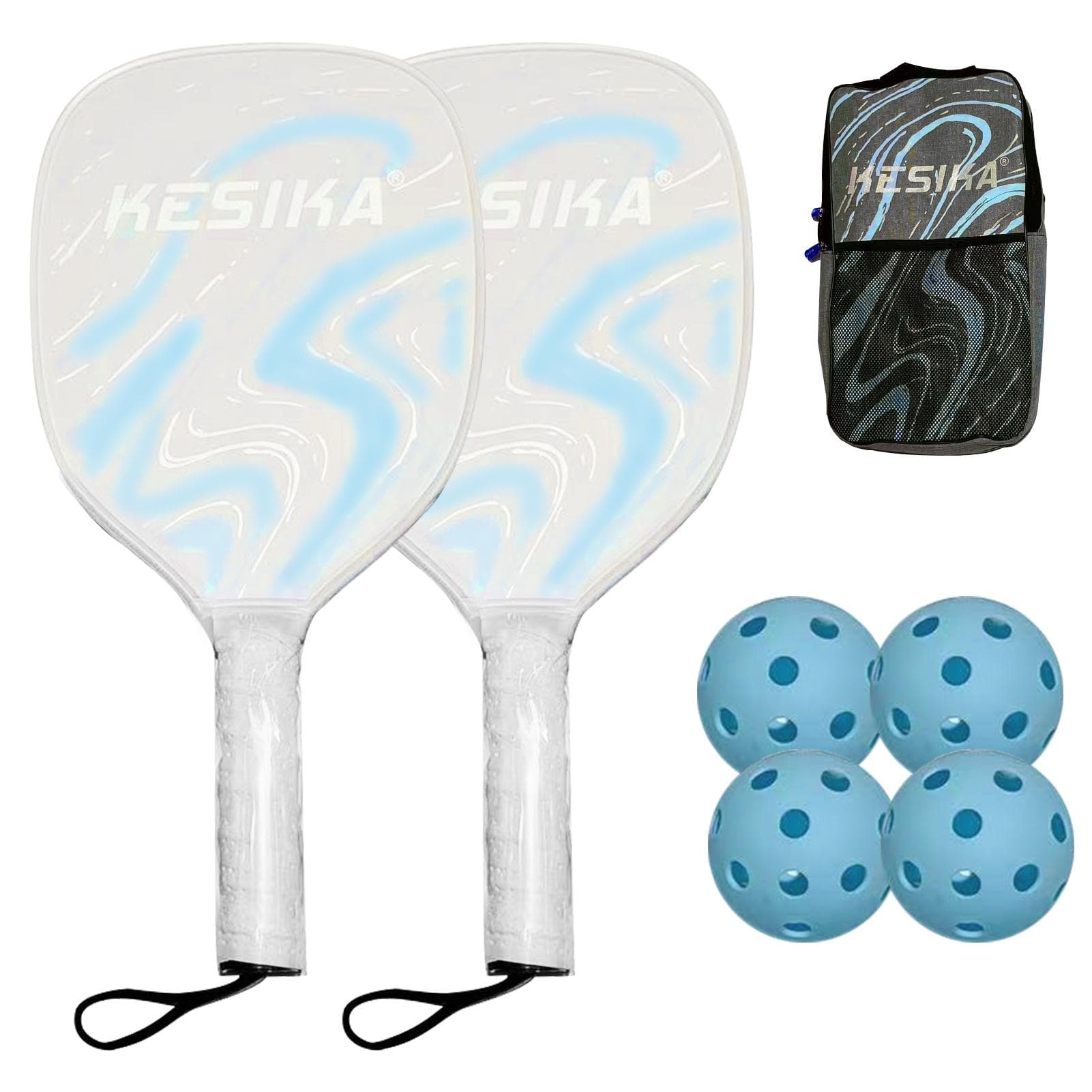 Pickleball Rackets Set Pickleball Paddle Set of 2 Rackets and 4 Pickleballs Balls Pickle-Ball blue