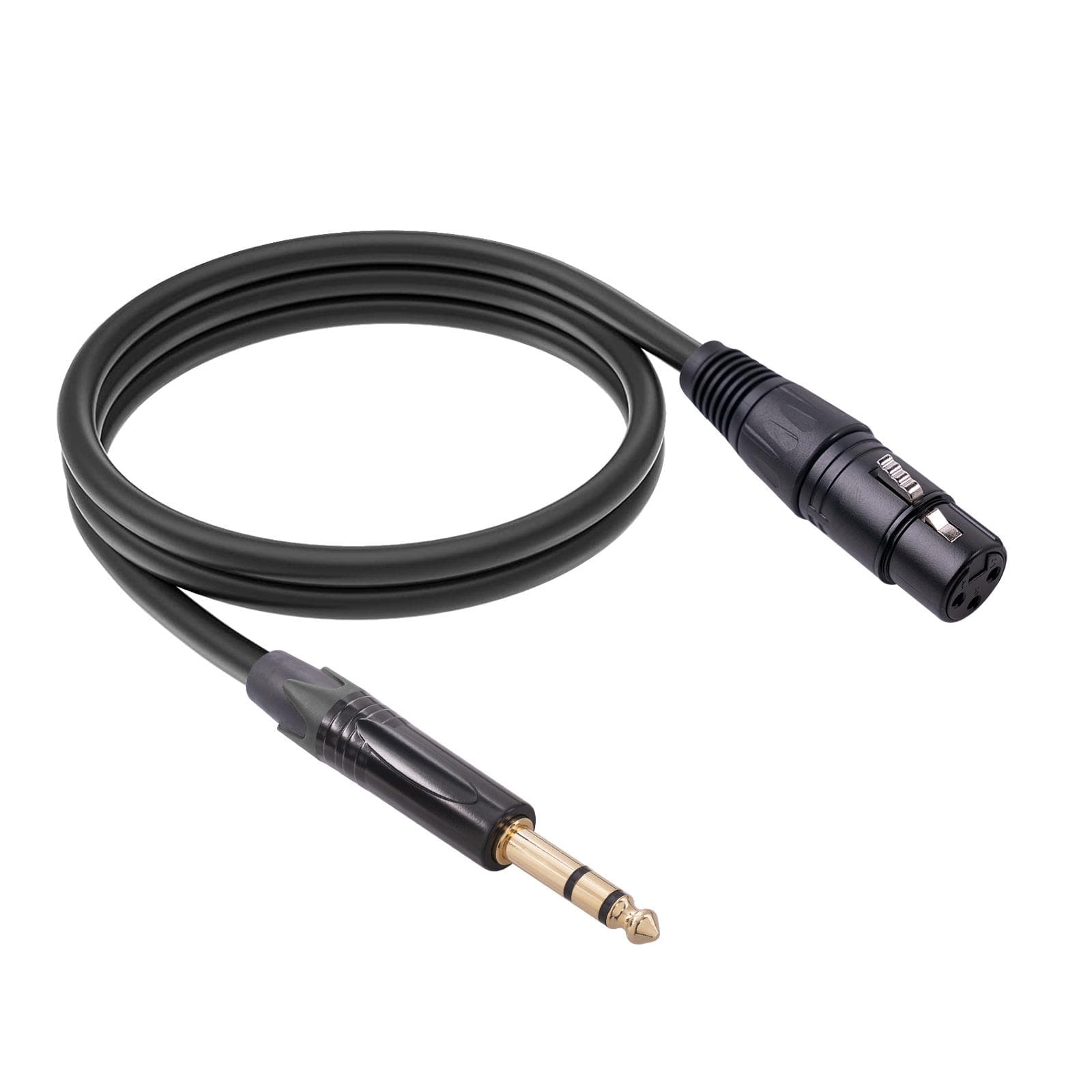 6.35 TRS Stereo Male to XLR Female Microphone Mixer Audio Cable Anti-interference Supports 48V 100cm black