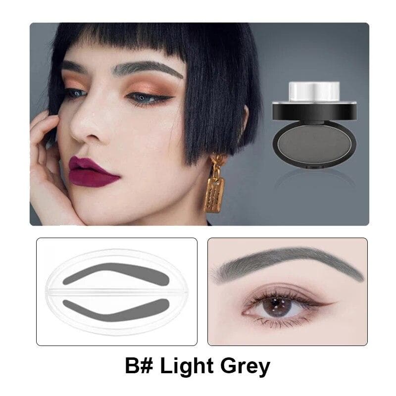 Eyebrow Powder Stamp Tint Stencil Kit Cosmetics Professional Makeup Waterproof Eye Brow Stamp Eyebrow Enhancers Stencil Kit type B grey