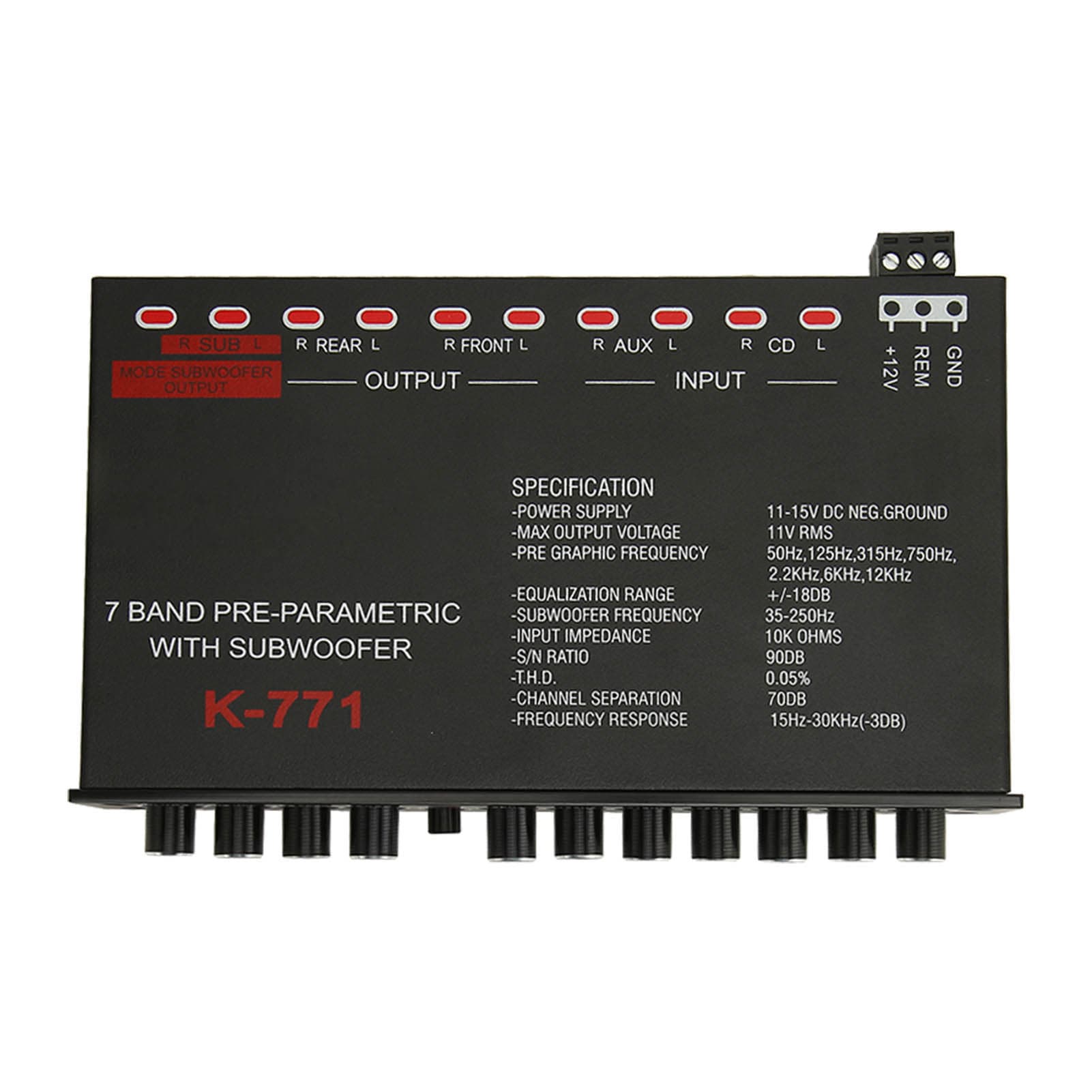 7 Band Car o Graphic Equalizer with CD AUX Input Selector Switch for Boat RV RTV Motorcycle Car
