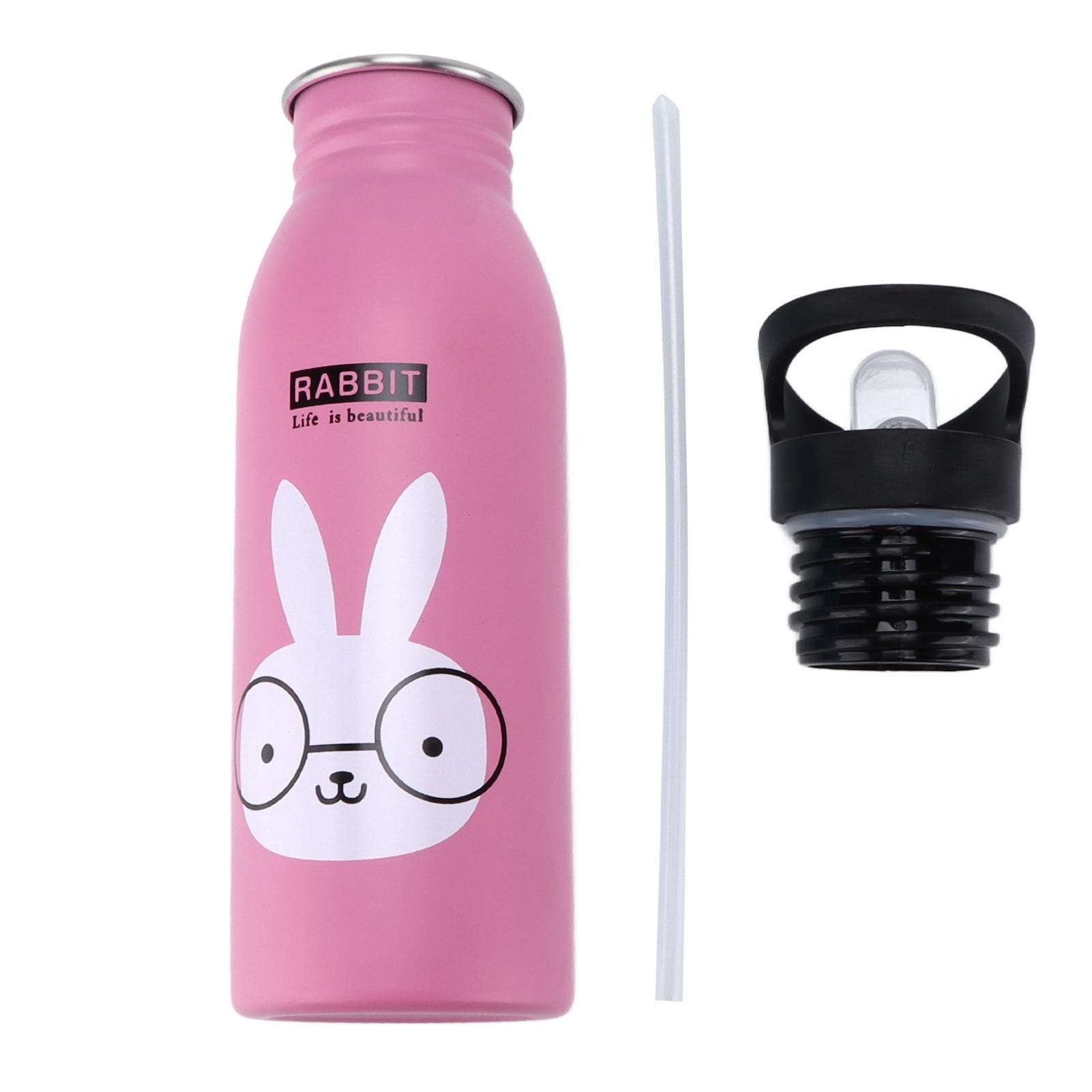 Stainless Steel Sport Water Bottle 500ml Cute Vacuum Insulated Water Bottle with Sucking Mouth for