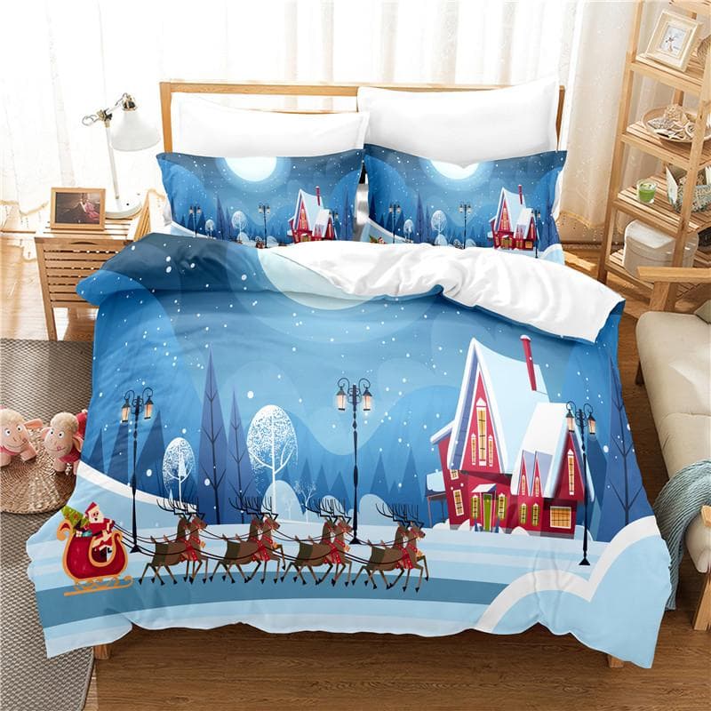 Snow House Bedding Set Duvet Cover Set 3d Bedding Digital Printing Bed Linen Queen Size Bedding Set Fashion Design EU single(135x200cm)