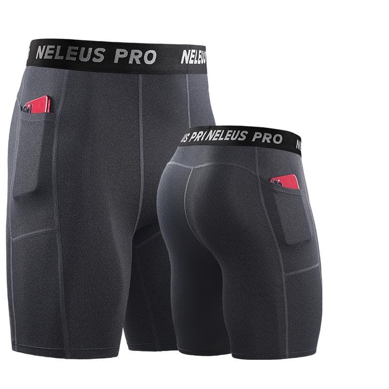 Men Sports Shorts Gym Compression Tights Solid Bottoms Quick Drying Underpants Running Short Pants 4XL grey