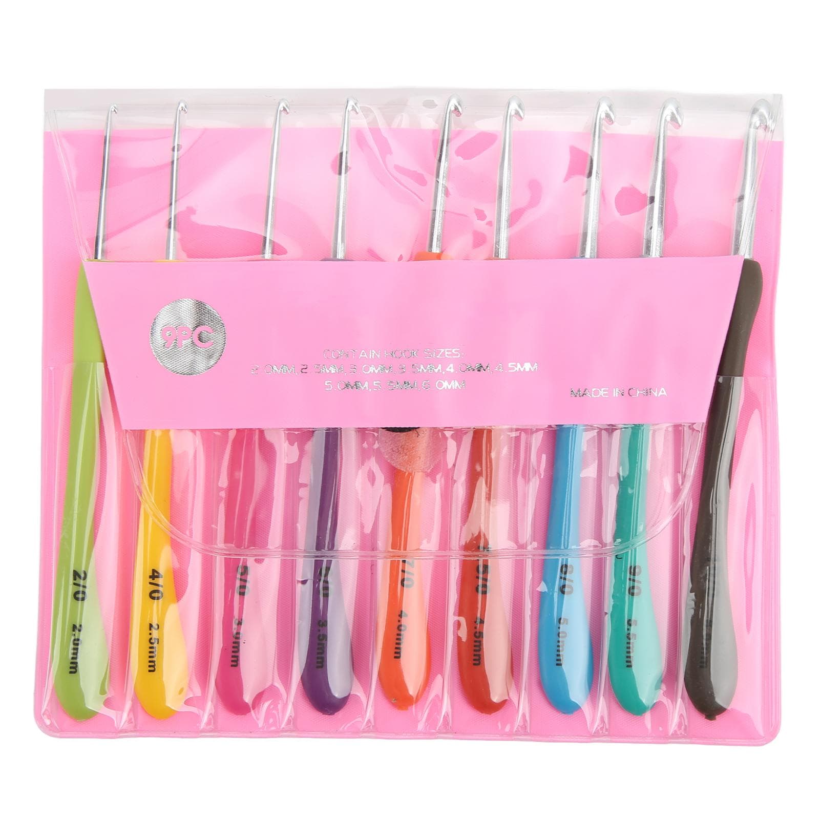 9PCS Crochet Hook Set 2.0 to 6.0mm Color Coding Easy Operation Wide Application Crochet Needle for