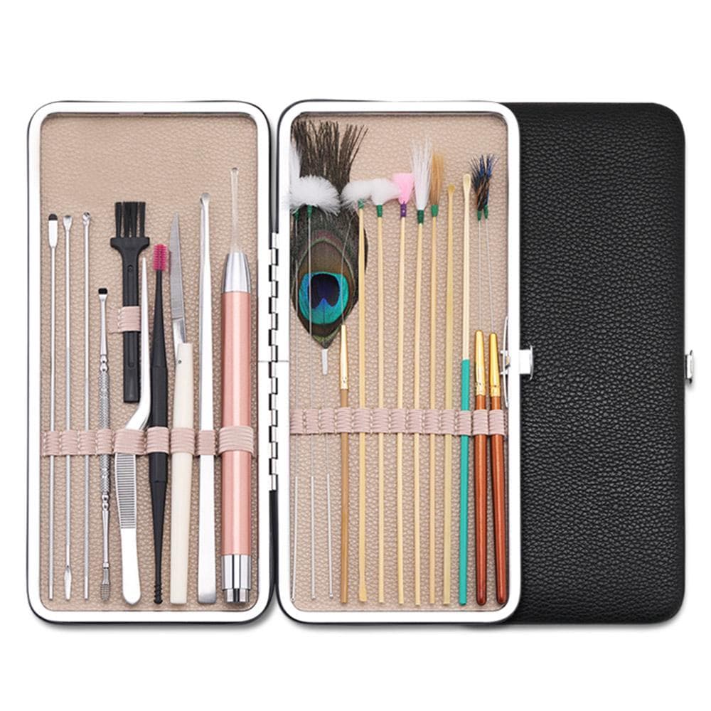 23PCS Earwax Removal Kit Ear Pick Set Earwax Remover Spoon Ear Care Tools for Ear Massage Adult black