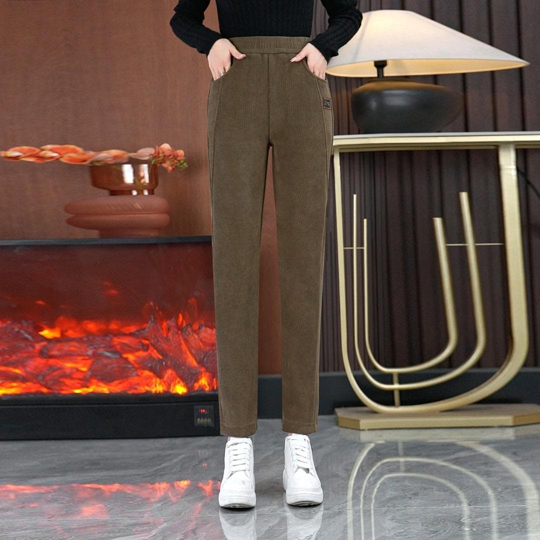 Autumn and Winter Harem Pants Plus Velvet Thickened Casual Pants New Style Slim High Waist Straight Warm Trousers Loose Feet 2XL