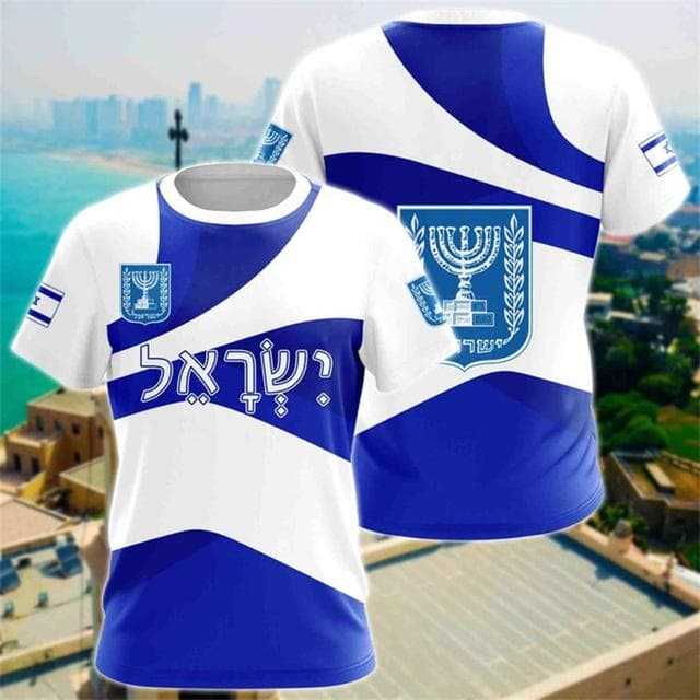 Israel Flag Men's T-shirt 3D Printed Israelis National Emblem Tops Short Sleeve O-Neck Oversized Sports Tee Shirt Clothing XXXL