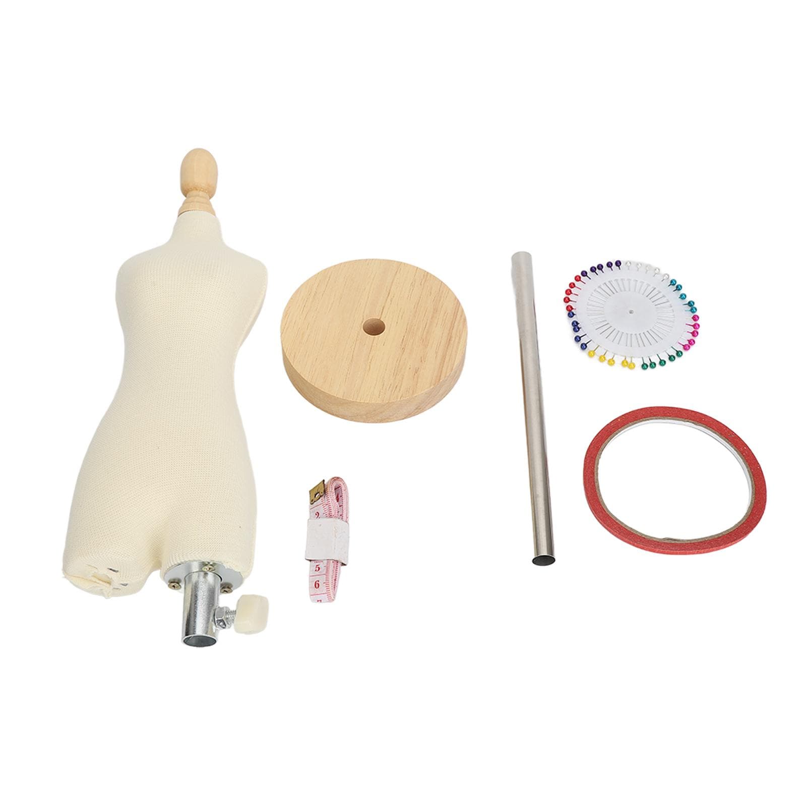 Dress Form Female Mannequin Torso Mini Dress Model with Wooden Base for Sewing Display Photo