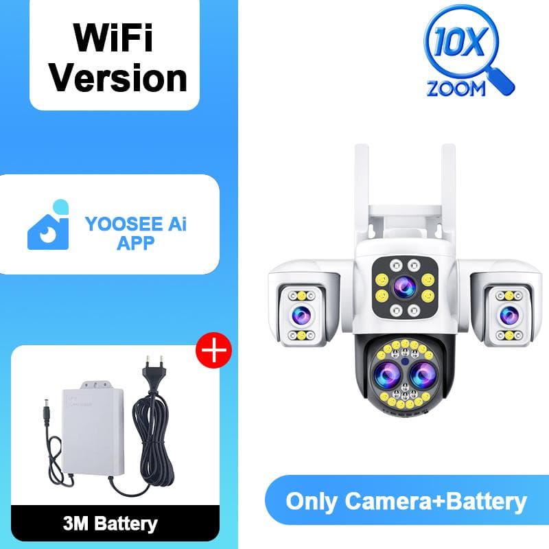 YOOSEE Ai APP Outdoor 10x ZOOM WiFi CCTV Camera HD 20MP Night Vision Two-Way Dialogue Security Camera Waterproof Sunproof Remote Viewing 10X ZOOM+Battery