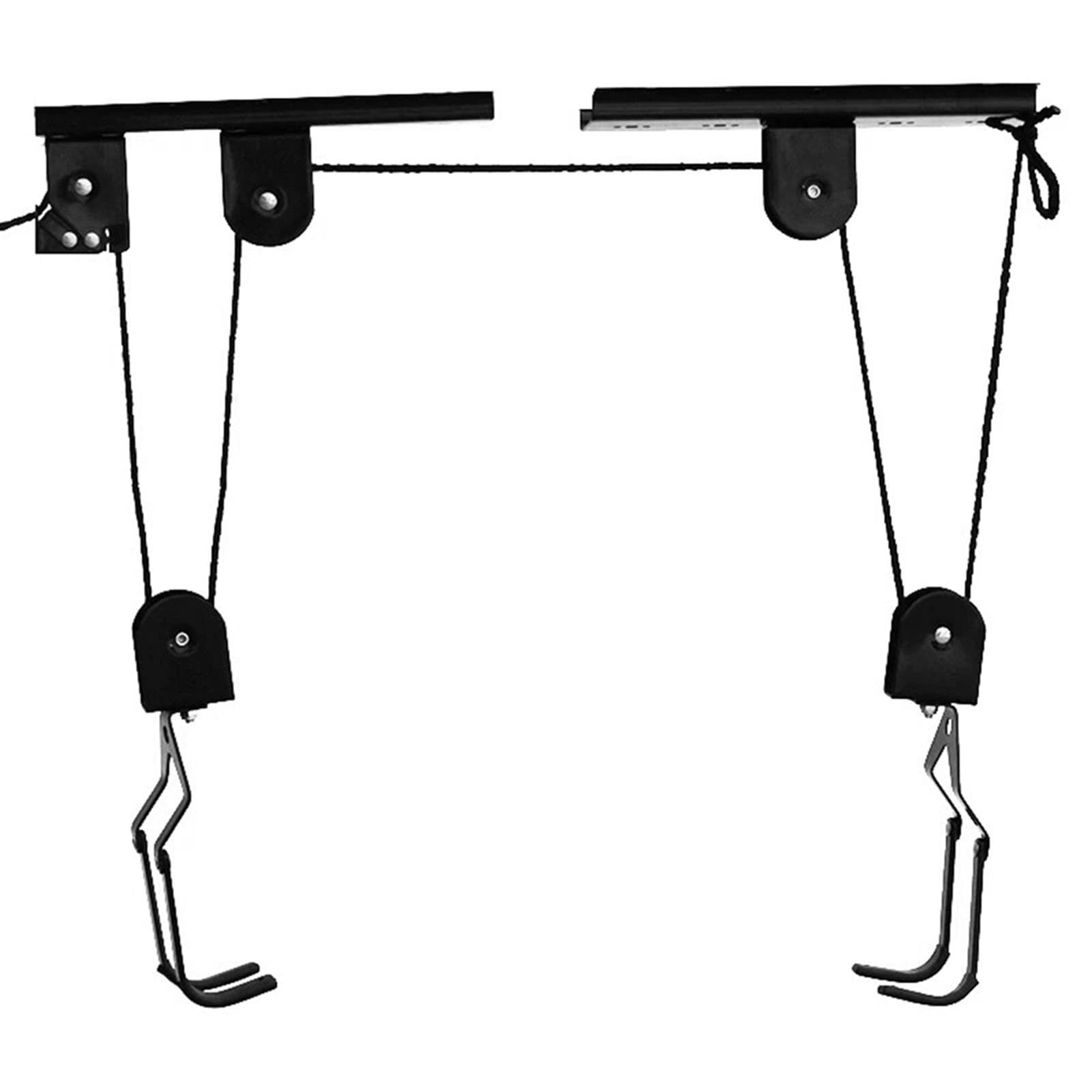 Bicycle Hoist Garage Storage Bike Lift Pulley System with 60kg Bearing Overhead Bike Rack Heavy black
