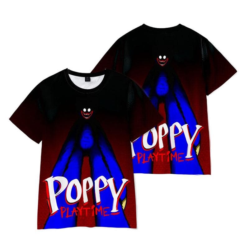 Poppy Playtime T-Shirts Huggy Wuggy Horror Game Cartoon 3D Print boy/girl O-Neck fashion T Shirt Kids Boys Tees Tops Clothing 130CM
