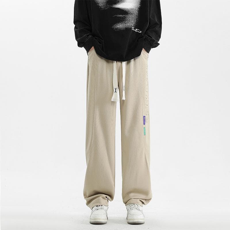 Summer Pants Men's Ice Silk Thin Straight-leg Trendy Youth Loose Large Size Elastic Waist Casual Trousers 4XL