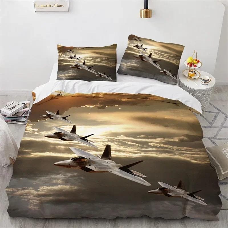 Airplane Duvet Cover King Queen Size Microfiber Flying Plane Bedding Set Aircraft Sky Print Comforter Cover For Kids Boys Girls 70x133cm 2pcs