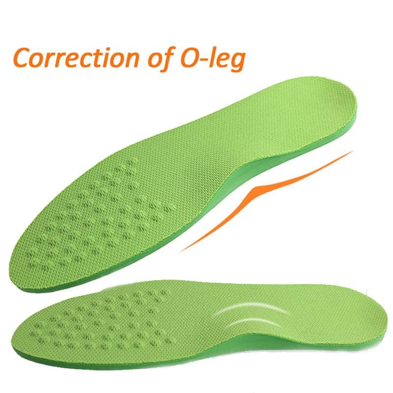 PU Orthopedic Arch Support Insoles O/XO Leg Corrected Shoe Sole Pads For Foot Valgus Varus Orthotic Cushion Pain Relief Inserts S 35-37 green