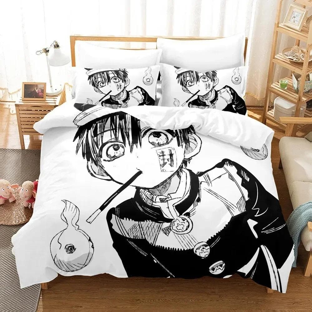 Fashion 3D Printing Anime Toilet-bound Hanako-kun Bedding Set Duvet Cover Sets Comforter Bedding Double Size Adults Kids Gift AU Single 140x210cm