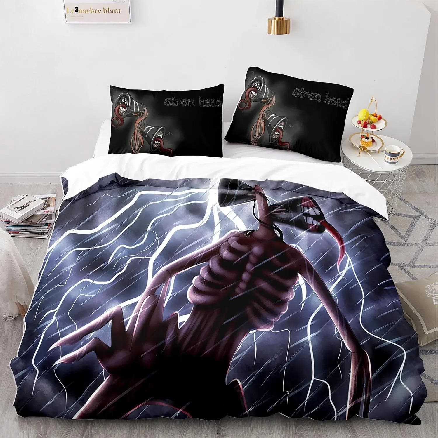 Siren Head Bedding Set for Kids and Adults, Duvet Cover, Pillowcase, Twin, Queen Size, Bed, Home Textile, Boys, Girls,Adult 150X200cm-3pcs