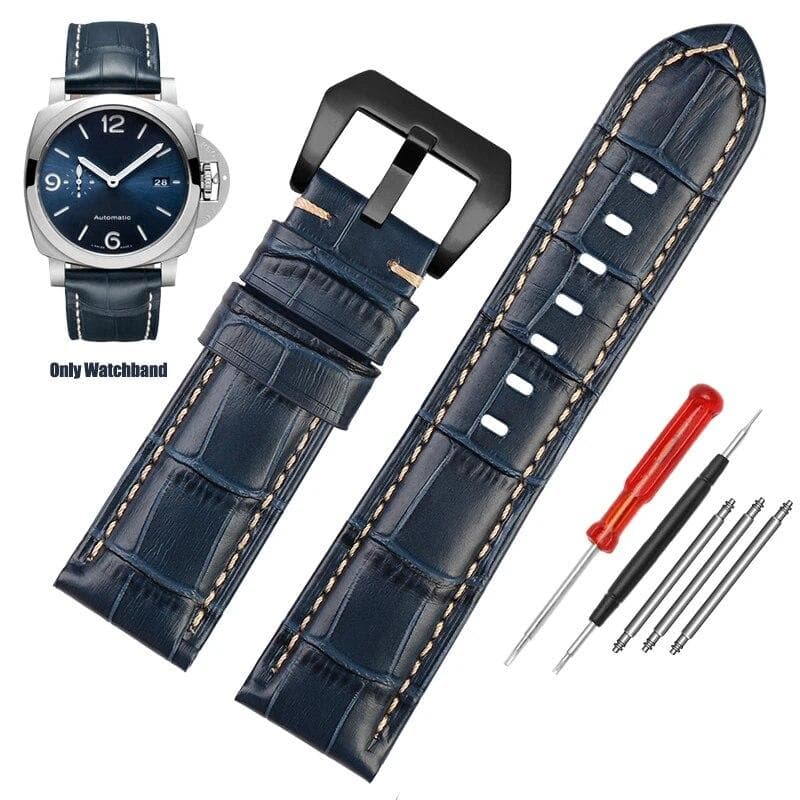 High quality Waterproof Watch band For Panerai PAM688 441/1313 Cowhide Leather Men's blue Watch Strap accessories 22MM 24mm 26mm 22mm