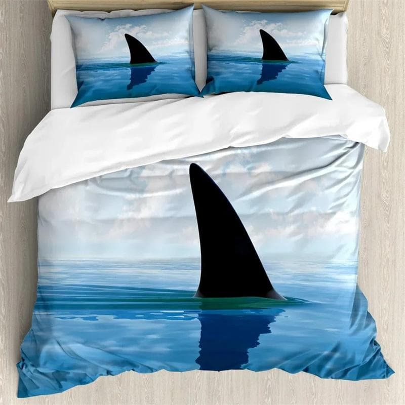 Shark Duvet Cover Set Types of Sharks Pattern Duvet Cover Set Bedclothes Pillowcase Double Queen King Size Polyester Bedding Set 135X200cm-2pcs