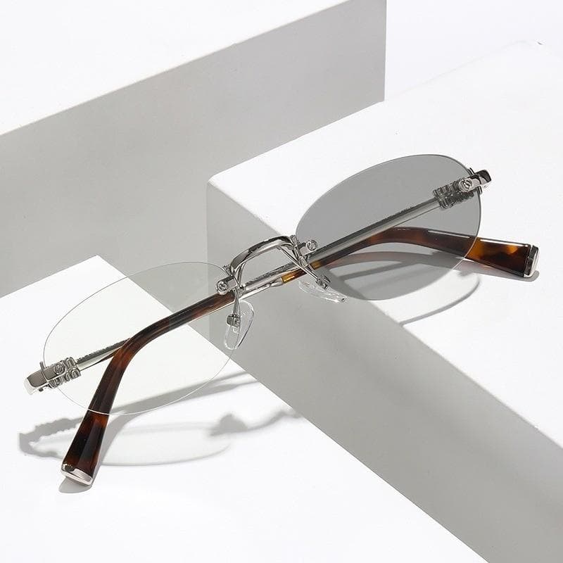 Fashion Photochromic Frameless Glasses Korean Style Sun Glasses Change Color Unisex UV Protection